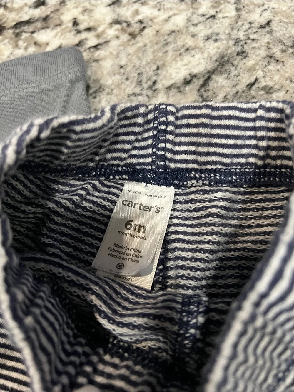 Cloud Island & Carter’s Baby Pants Bundle | Gray & Navy Stripe | 3-6M / 6M